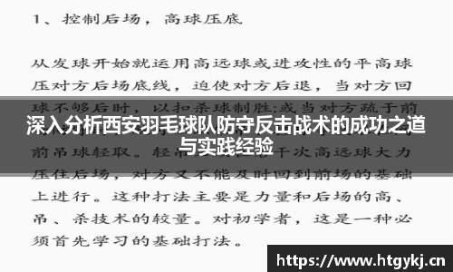 深入分析西安羽毛球队防守反击战术的成功之道与实践经验